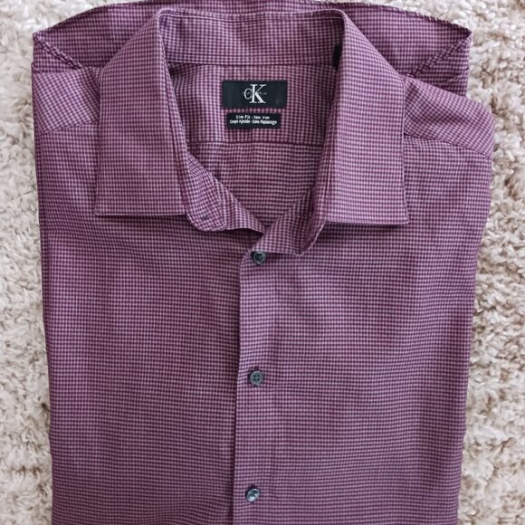 Calvin Klein Mens Dress Shirts Sz 2X Plaid Long Sleeve Slim Fit No Iron Lot of 3 - Picture 8 of 15